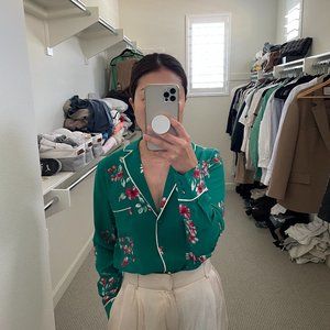 Sezane Elisa Floral Silk Pajama Shirt - Excellent, like new condition